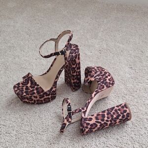 ANTONIO MELANI Leopard-Print Platform Block Heels